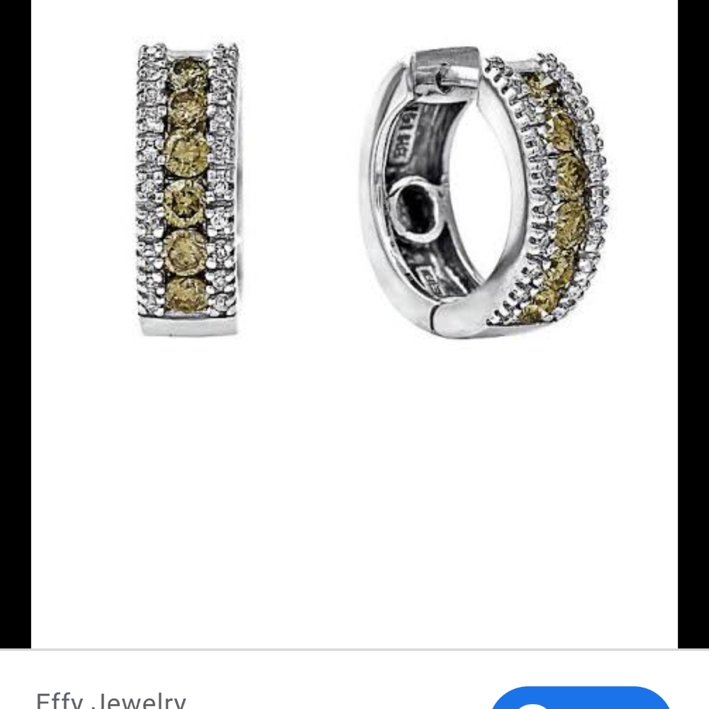 Effy Cognac Espresso Diamond 14K Huggie Earrings